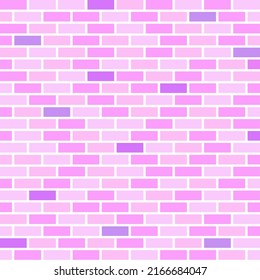 Vector illustration of a beautiful pink brick wall that alternates between light pink and purple. For the background.