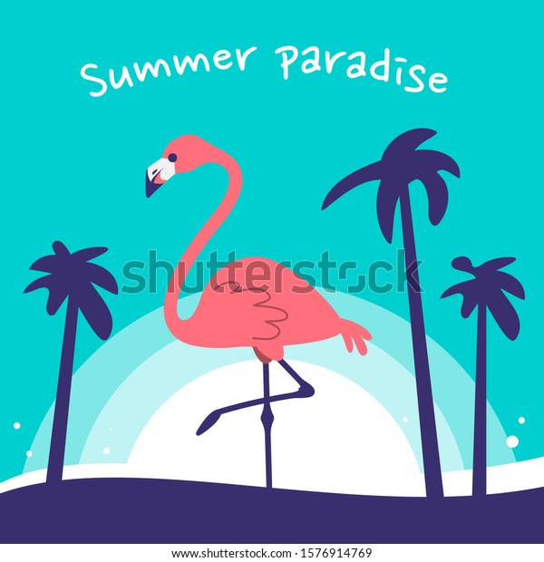 Vector Illustration Beautiful Pink Flamingo Bird Stock Vector (Royalty ...