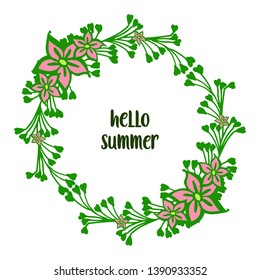 Vector illustration beautiful pink flower frame for design hello summer