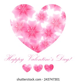 Vector illustration of beautiful pink flowered heart. Greeting card