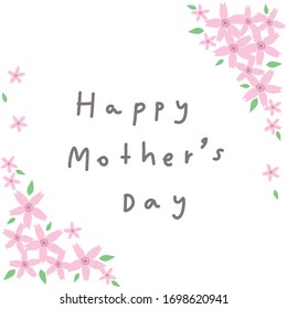 Vector illustration of beautiful pink flowers (sakura) at the corner with text "Happy Mother's Day"