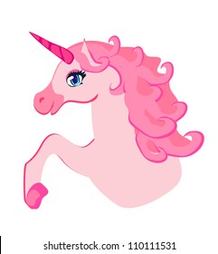 Vector Illustration of beautiful pink Unicorn.