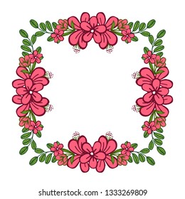 Vector illustration beautiful pink wreath frame with template cards