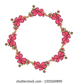 Vector illustration beautiful pink wreath frame with template cards