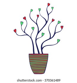 Vector illustration of beautiful Plant with hearts. The best card for Valentines's Day, Wedding and Birthday design.