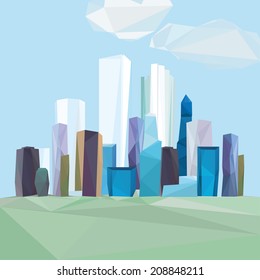 Vector illustration of beautiful polygonal cityscape