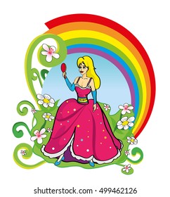Vector illustration with beautiful princess. 