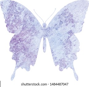 Vector illustration of a beautiful purple and blue butterfly with water color effect isolated on white background