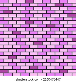 Vector illustration of a beautiful purple brick wall that alternates between light pink and purple. For the background.