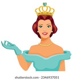 vector illustration of a beautiful queen, logo design cartoon mascot