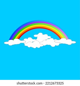 vector illustration of a beautiful rainbow above the clouds