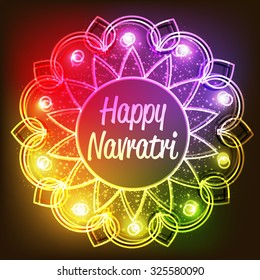  Vector illustration of beautiful rangoli with colourful background for Happy Navratri festival.