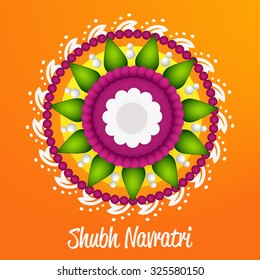  Vector illustration of beautiful rangoli with colourful background for Happy Navratri festival.