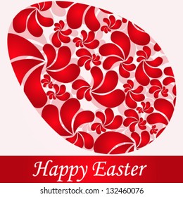 Vector illustration of beautiful red floral Easter egg.