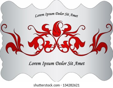 Vector illustration of beautiful red floral pattern on silver background