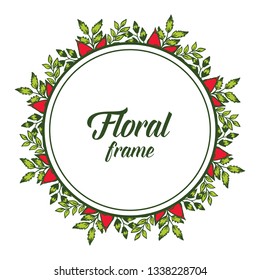 Vector illustration beautiful red flower frame decor hand drawn