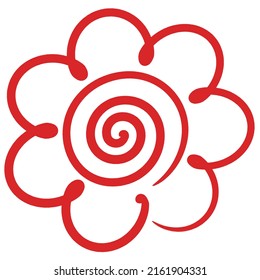 Vector illustration of a beautiful red flower circle