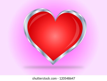Vector illustration of beautiful red glossy heart shape