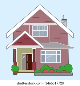 Vector illustration of a beautiful , red house . the house icon. isolated.