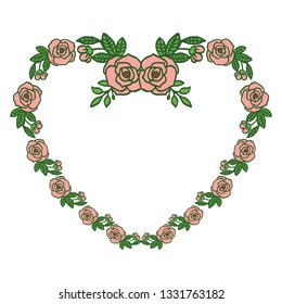 Vector illustration beautiful red and pink flower frame hand drawn
