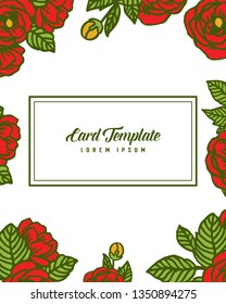 Vector illustration beautiful red rose wreath frame with writing of card template