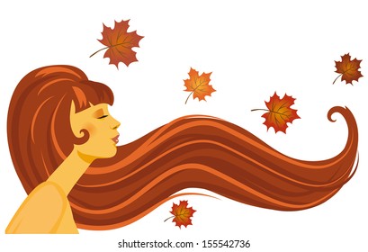 Vector illustration of a beautiful redhead girl
