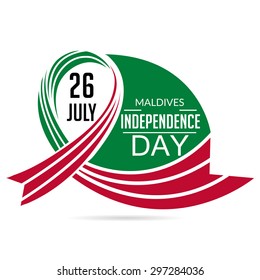 Vector illustration of  a beautiful ribbon for Happy Independence Day with Maldives flag.