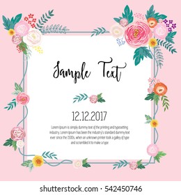 Vector illustration of a beautiful rose and spring flowers for wedding invitations