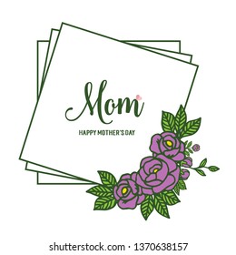 Vector illustration beautiful rose wreath frame with writing card of mom hand drawn