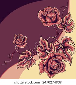 vector illustration of Beautiful roses isolated on white.