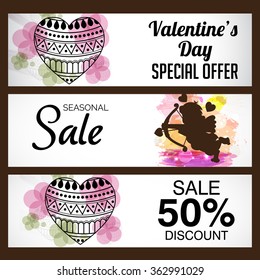 Vector illustration of a beautiful Sale Header for Happy Valentines Day .
