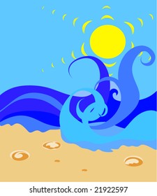 Vector illustration of a beautiful sea.