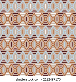 Vector illustration is a beautiful seamless geometric ornament with straight lines and rhombuses of trendy pastel colors. Concept textiles or wallpaper