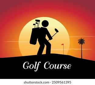 Vector illustration of a beautiful and shady golf course.