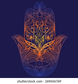 Vector illustration with beautiful shining khamsa