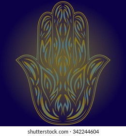 Vector illustration with beautiful shining khamsa