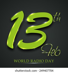 Vector illustration of beautiful shiny green text for World Radio Day.