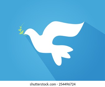 Vector illustration of beautiful shiny white dove flying