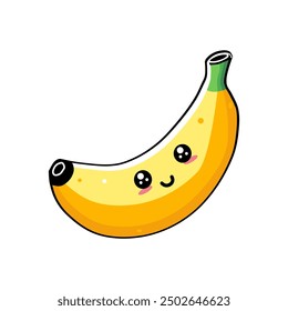 vector illustration of a beautiful smiling banana in cartoon style isolated on white background
