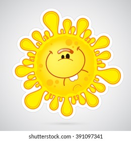 Vector illustration. Beautiful smiling sun. Creative and modern character for advertising, poster, banner, web and flyer.