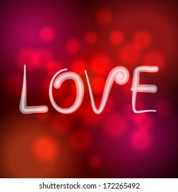 Vector illustration of beautiful soft focus, bokeh, glittering Valentine's Day background with text
