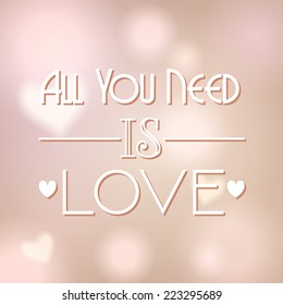 Vector illustration of beautiful soft focus, bokeh, glittering Valentine's Day background with text