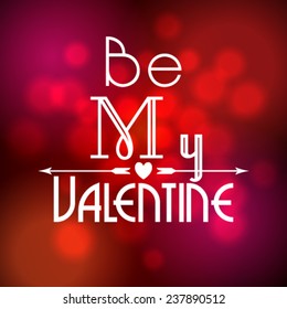 Vector illustration of beautiful soft focus, bokeh, glittering Valentine's Day background with text
