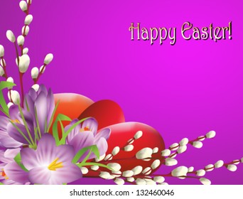 Vector illustration of beautiful spring floral Easter card.
