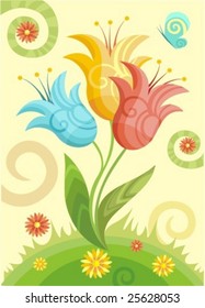 vector illustration of a beautiful spring flowers