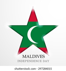 Vector illustration of a beautiful star for Happy Independence Day with Maldives flag.