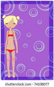 Vector Illustration of beautiful summer background decorated with pretty little girl