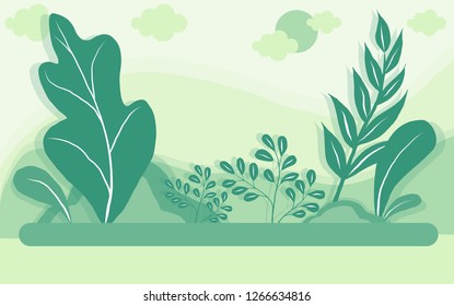 Vector illustration of a beautiful summer city park, panoramic banner 

