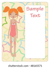 Vector Illustration of beautiful summer frame decorated with pretty little girl