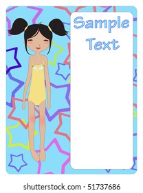 Vector Illustration of beautiful summer frame decorated with pretty little girl